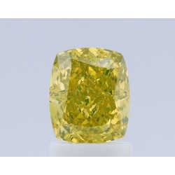 Diament o barwie fantazyjnej szlif poduszkowy brylantowy, 1.51ct, SI1, Fancy Deep Yellow, GIA 6402427527