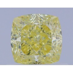 Diament o barwie fantazyjnej szlif poduszkowy brylantowy, 0.8ct, VS2, Fancy Intense Yellow, GIA 2464408745