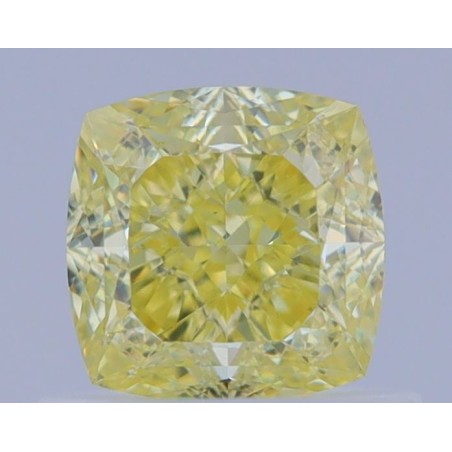 Diament o barwie fantazyjnej szlif poduszkowy brylantowy, 0.8ct, VS2, Fancy Intense Yellow, GIA 2464408745