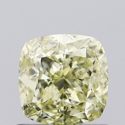 Diament o barwie fantazyjnej szlif poduszkowy modyfikowany, 1ct, VS2, Fancy Light Yellow, GIA 1323215396