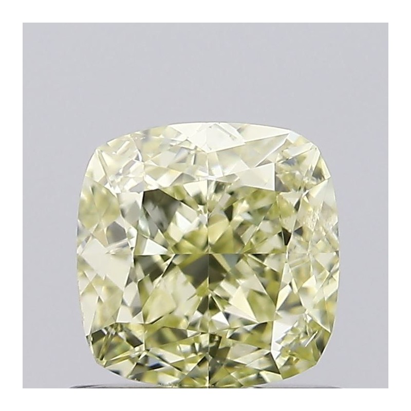 Diament o barwie fantazyjnej szlif poduszkowy modyfikowany, 1ct, VS2, Fancy Light Yellow, GIA 1323215396