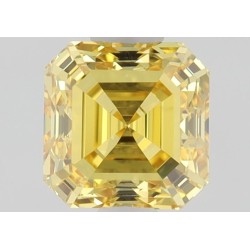 Diament o barwie fantazyjnej szlif szmaragdowy kwadratowy, 0.5ct, VS2, Fancy Vivid Yellow, GIA 5463659884