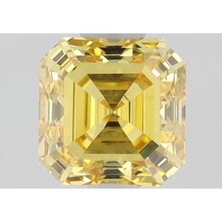 Diament o barwie fantazyjnej szlif szmaragdowy kwadratowy, 0.5ct, VS2, Fancy Vivid Yellow, GIA 5463659884