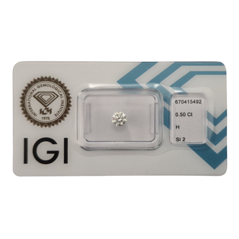 Diament szlif okrągły 0.5ct, SI2, H, IGI 670415492