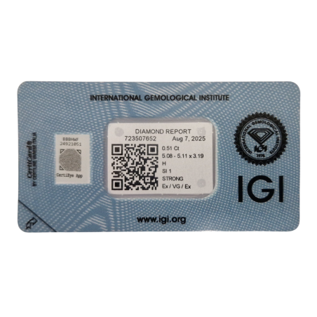 Diament szlif okrągły 0.51ct, SI1, H, IGI 723507652