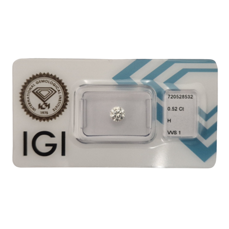 Diament szlif okrągły 0.52ct, VVS1, H, IGI 720528532