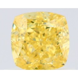 Diament o barwie fantazyjnej szlif poduszkowy brylantowy, 0.73ct, VS2, Fancy Vivid Yellow, GIA 2527621589
