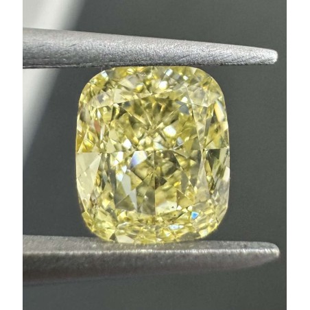 Diament o barwie fantazyjnej szlif poduszkowy modyfikowany, 0.9ct, VS2, Fancy Yellow, GIA 6472608584