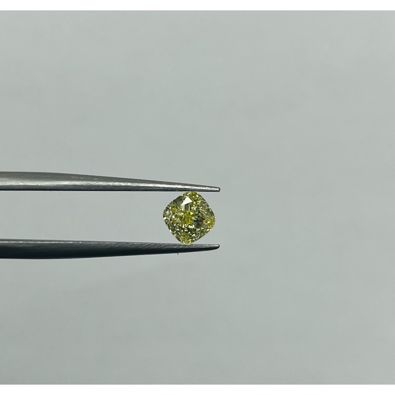 Diament o barwie fantazyjnej szlif poduszkowy modyfikowany, 1.01ct, SI1, Fancy Yellow, GIA 2231640353