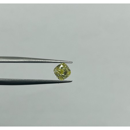 Diament o barwie fantazyjnej szlif poduszkowy modyfikowany, 1.01ct, SI1, Fancy Yellow, GIA 2231640353