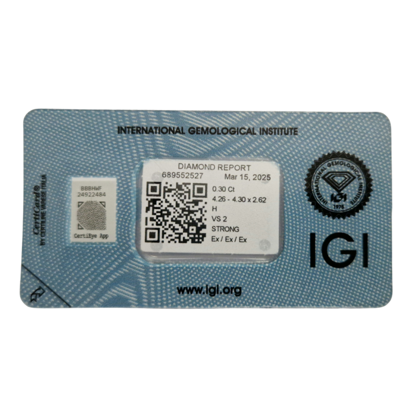 Diament szlif okrągły, 0.3ct, VS2, H, IGI 689552527