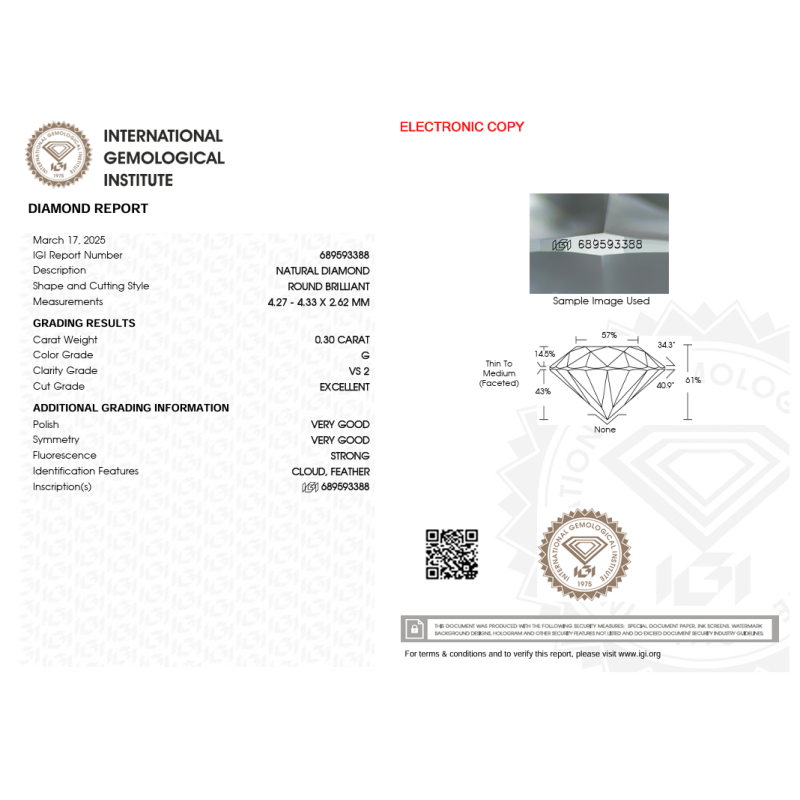 Diament szlif okrągły, 0.3ct, VS2, G, IGI 689593388
