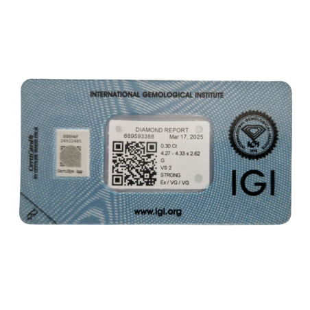 Diament szlif okrągły, 0.3ct, VS2, G, IGI 689593388