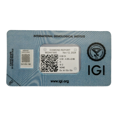 Diament szlif okrągły, 0.3ct, SI2, G, IGI 662447995