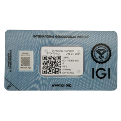 Diament szlif okrągły, 1.0ct, VS2, G, IGI 670470412