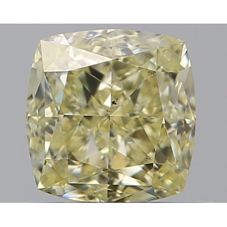 Diament o barwie fantazyjnej szlif poduszkowy brylantowy, 0.9ct, SI1, Fancy Light Yellow, GIA 1505669151