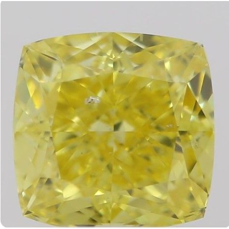 Diament o barwie fantazyjnej szlif poduszkowy brylantowy, 0.54ct, SI2, Fancy Vivid Yellow, GIA 5212654057