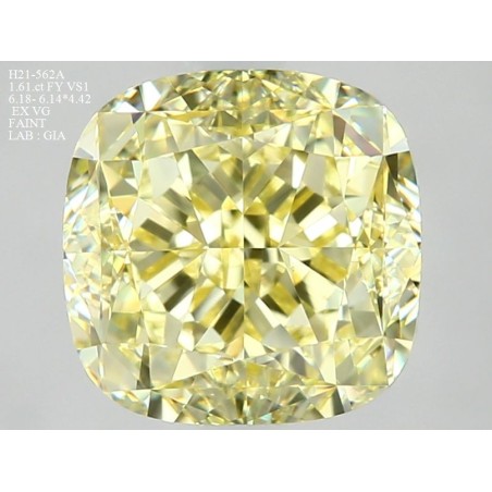 Diament o barwie fantazyjnej szlif poduszkowy brylantowy, 1.61ct, VS1, Fancy Yellow, GIA 1226368019