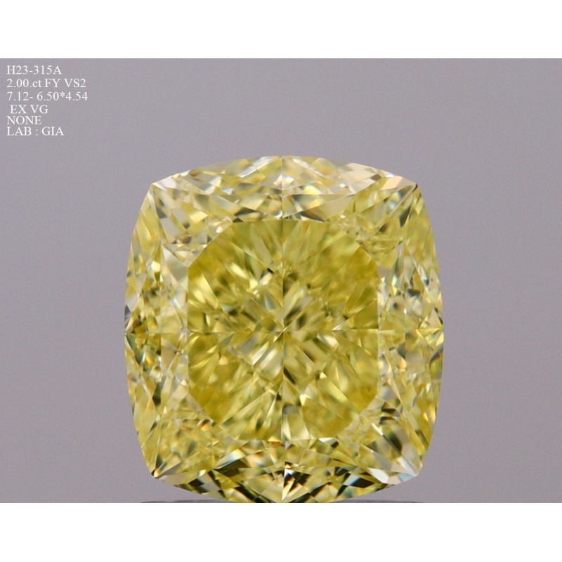 Diament o barwie fantazyjnej szlif poduszkowy brylantowy, 2ct, VS2, Fancy Yellow, GIA 5231186278 Diament o barwie fantazyjnej szlif poduszkowy brylantowy, 2ct, VS2, Fancy Yellow, GIA 5231186278