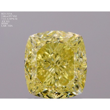 Diament o barwie fantazyjnej szlif poduszkowy brylantowy, 2ct, VS2, Fancy Yellow, GIA 5231186278