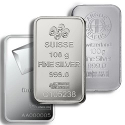 Sztabka srebra 100 g losowy producent LBMA