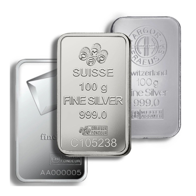 Sztabka srebra 100 g losowy producent LBMA Sztabka srebra 100 g losowy producent LBMA
