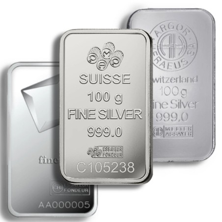 Sztabka srebra 100 g losowy producent LBMA