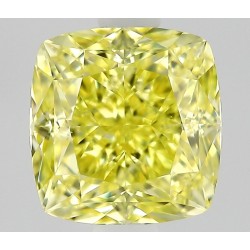 Diament o barwie fantazyjnej szlif poduszkowy modyfikowany, 0.6ct, VS1, Fancy Intense Yellow, GIA 1545019951