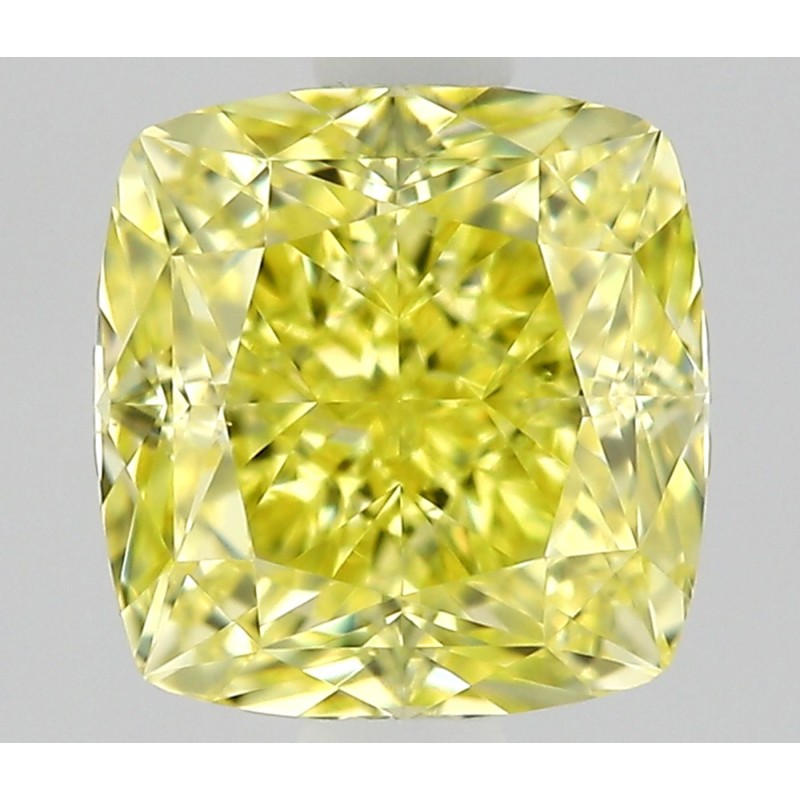 Diament o barwie fantazyjnej szlif poduszkowy modyfikowany, 0.6ct, VS1, Fancy Intense Yellow, GIA 1545019951