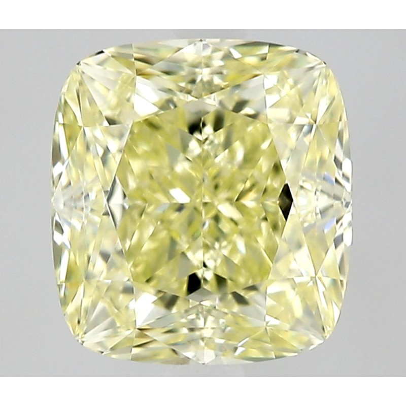 Diament o barwie fantazyjnej szlif poduszkowy modyfikowany, 1.5ct, VS2, Fancy Light Yellow, GIA 2537763453