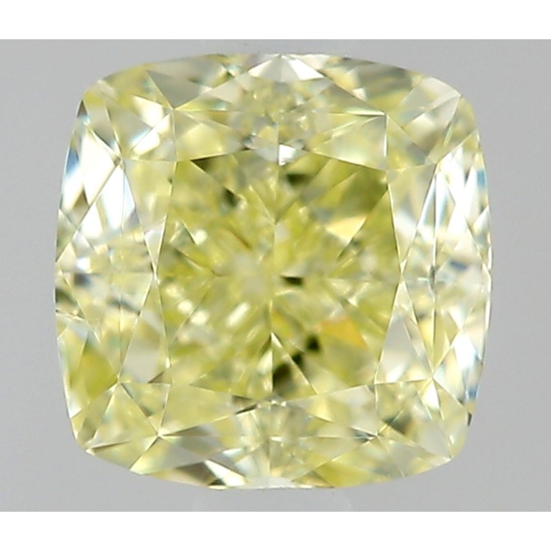 Diament o barwie fantazyjnej szlif poduszkowy modyfikowany, 0.5ct, SI1, Fancy Light Yellow, GIA 1538785836