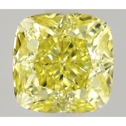 Diament o barwie fantazyjnej szlif poduszkowy modyfikowany, 0.5ct, VVS2, Fancy Intense Yellow, GIA 7541103716