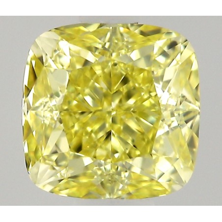 Diament o barwie fantazyjnej szlif poduszkowy modyfikowany, 0.5ct, VVS2, Fancy Intense Yellow, GIA 7541103716