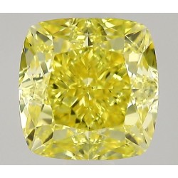 Diament o barwie fantazyjnej szlif poduszkowy modyfikowany, 0.52ct, VS2, Fancy Intense Yellow, GIA 1533870393