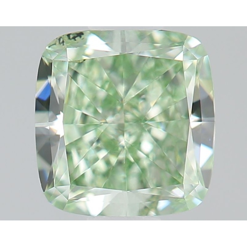 Diament o barwie fantazyjnej szlif poduszkowy brylantowy, 0.52ct, SI2, Fancy Intense Green, GIA 6234385210