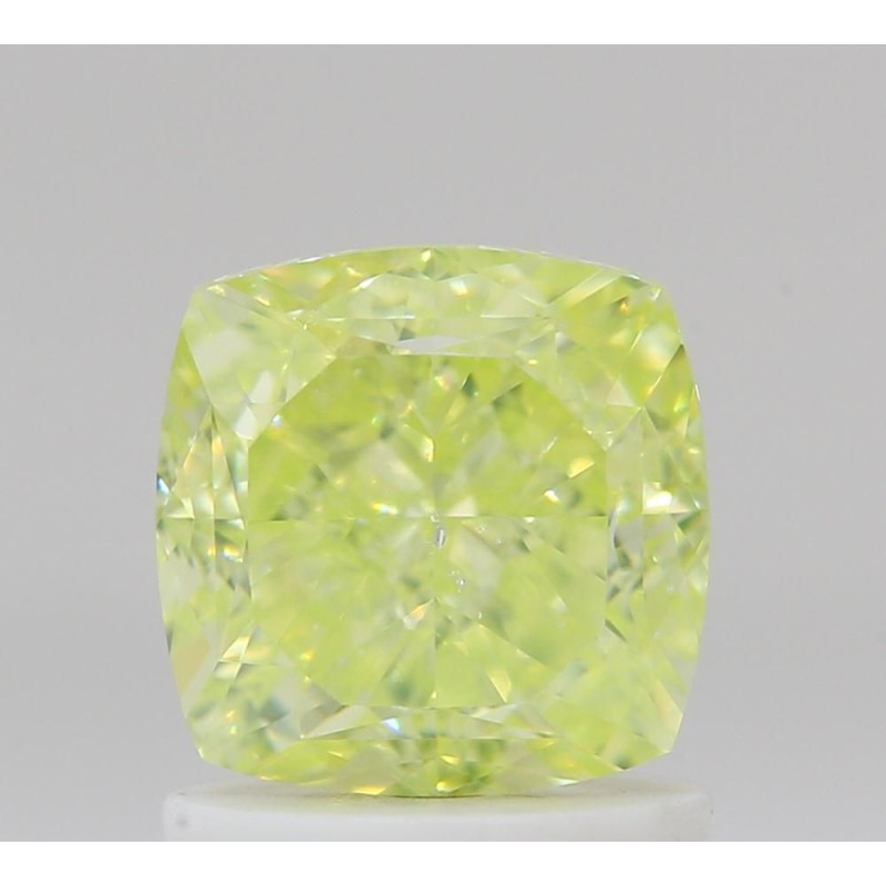 Diament o barwie fantazyjnej szlif poduszkowy brylantowy, 1.52ct, SI1, Fancy Intense Yellow Green, GIA 2235310990