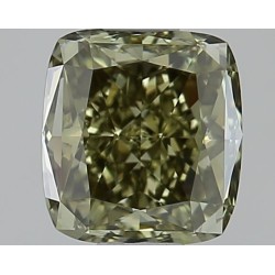 Diament o barwie fantazyjnej szlif poduszkowy brylantowy, 0.93ct, VVS2, Fancy Dark Gray Yellowish Green, GIA 5426093835