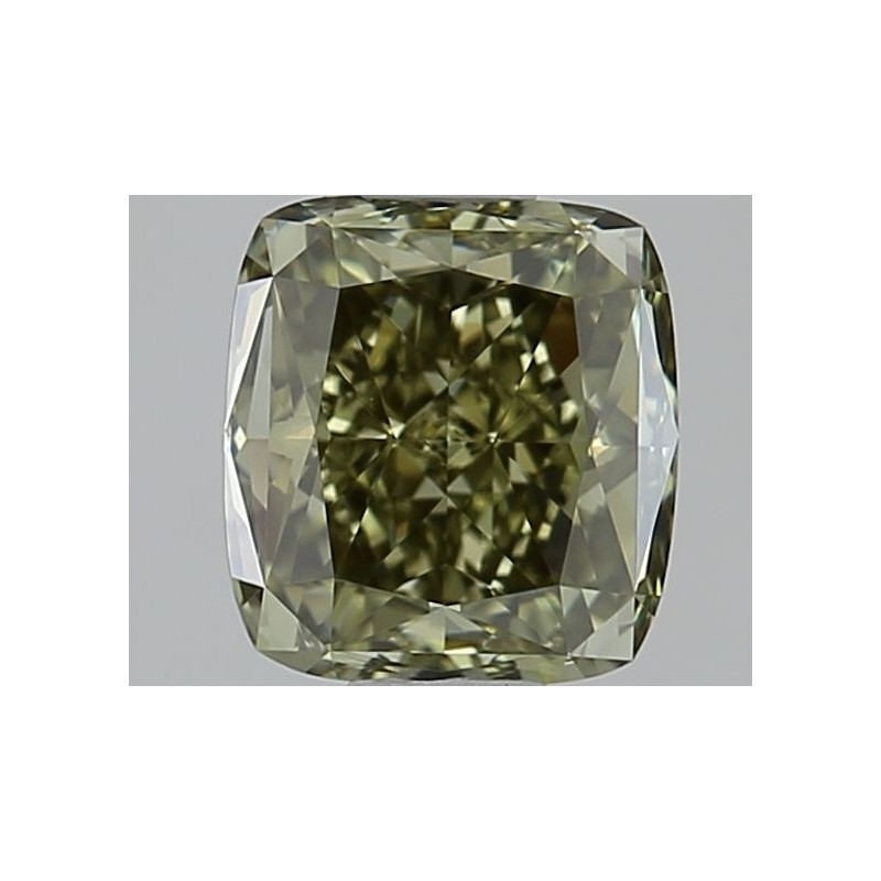 Diament o barwie fantazyjnej szlif poduszkowy brylantowy, 0.93ct, VVS2, Fancy Dark Gray Yellowish Green, GIA 5426093835
