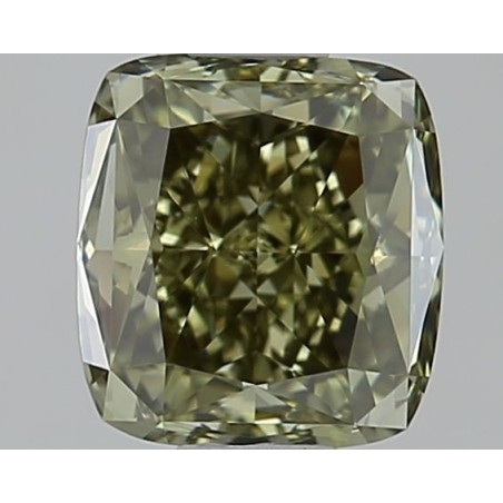 Diament o barwie fantazyjnej szlif poduszkowy brylantowy, 0.93ct, VVS2, Fancy Dark Gray Yellowish Green, GIA 5426093835
