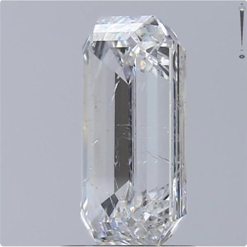 Diament szlif szmaragdowy, 2ct, SI2, F, IGI 628458006
