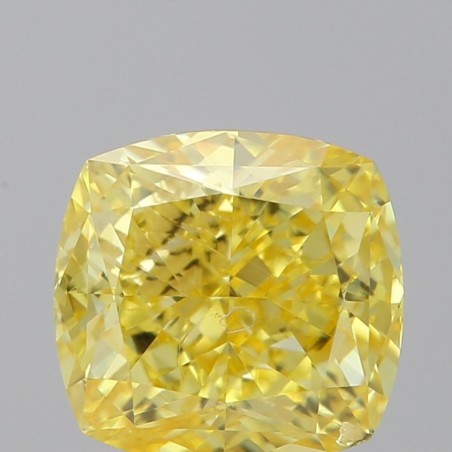 Diament o barwie fantazyjnej szlif poduszkowy brylantowy, 0.78ct, SI2, Fancy Vivid Yellow, GIA 7463383157