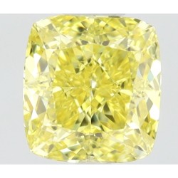 Diament o barwie fantazyjnej szlif poduszkowy brylantowy, 0.45ct, SI1, Fancy Vivid Yellow, GIA 6234291900