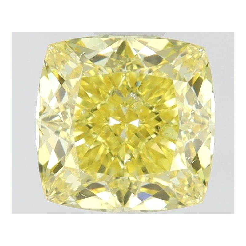 Diament o barwie fantazyjnej szlif poduszkowy brylantowy, 0.62ct, SI1, Fancy Intense Yellow, GIA 2496954517