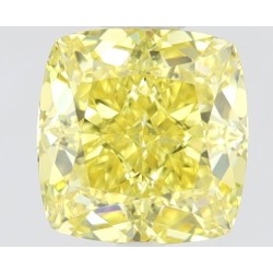 Diament o barwie fantazyjnej szlif poduszkowy brylantowy, 0.54ct, VS1, Fancy Vivid Yellow, GIA 2231291896
