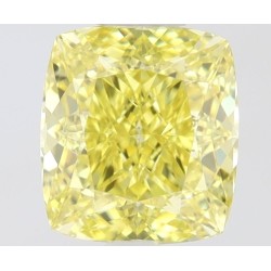 Diament o barwie fantazyjnej szlif poduszkowy brylantowy, 0.45ct, VVS2, Fancy Vivid Yellow, GIA 2231291946