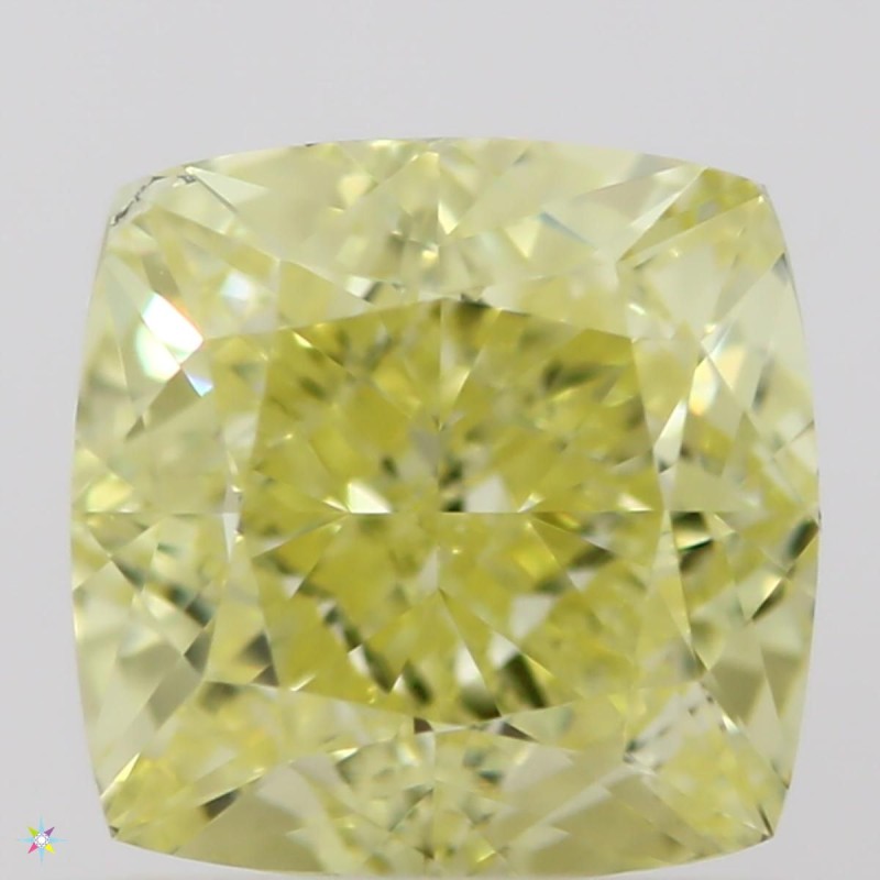 Diament o barwie fantazyjnej szlif poduszkowy modyfikowany, 0.9ct, VVS1, Fancy Yellow, GIA 1259677545 Diament o barwie fantazyjnej szlif poduszkowy modyfikowany, 0.9ct, VVS1, Fancy Yellow, GIA 1259677545