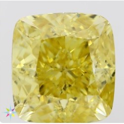Diament o barwie fantazyjnej szlif poduszkowy brylantowy, 1ct, SI1, Fancy Vivid  Yellow, GIA 2208496054