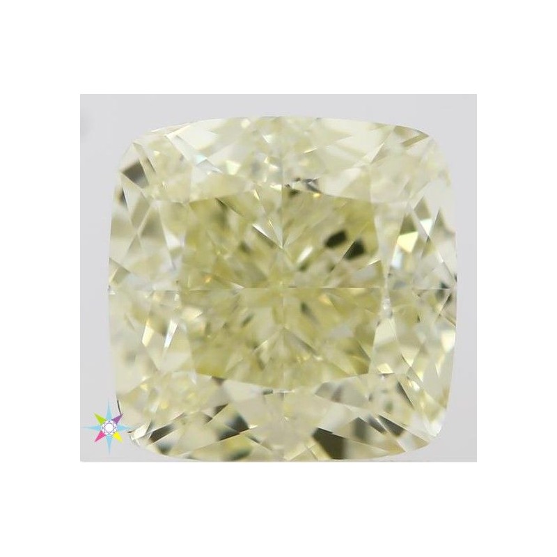 Diament o barwie fantazyjnej szlif poduszkowy brylantowy, 1.5ct, VS2, Fancy Light  Yellow, GIA 6211745140