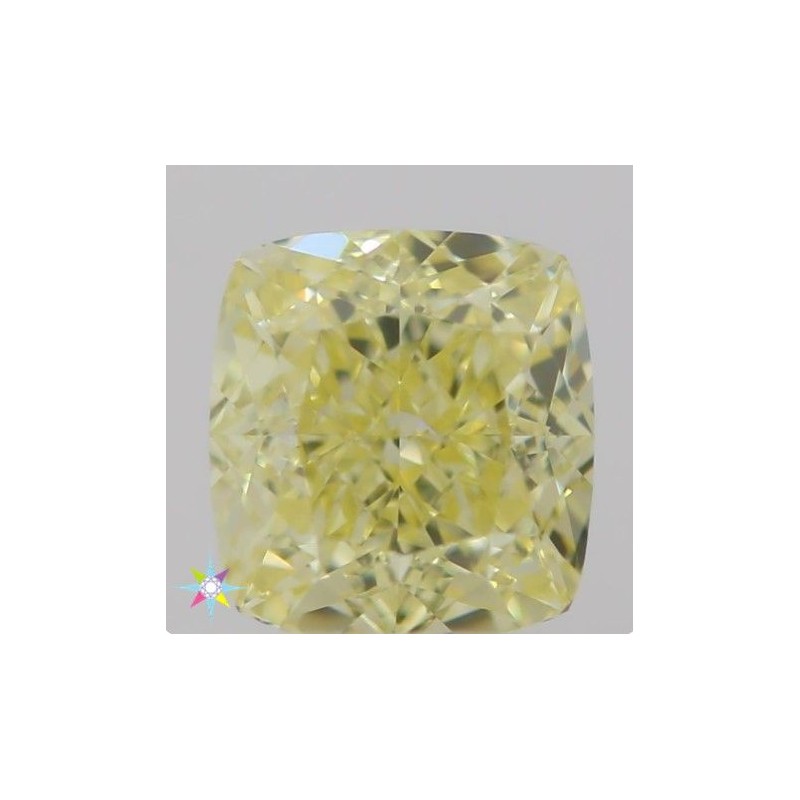 Diament o barwie fantazyjnej szlif poduszkowy brylantowy, 0.5ct, VVS2, Fancy  Yellow, GIA 7322157096