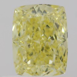 Diament o barwie fantazyjnej szlif poduszkowy brylantowy, 0.6ct, SI1, Fancy Intense Yellow, GIA 2324271138